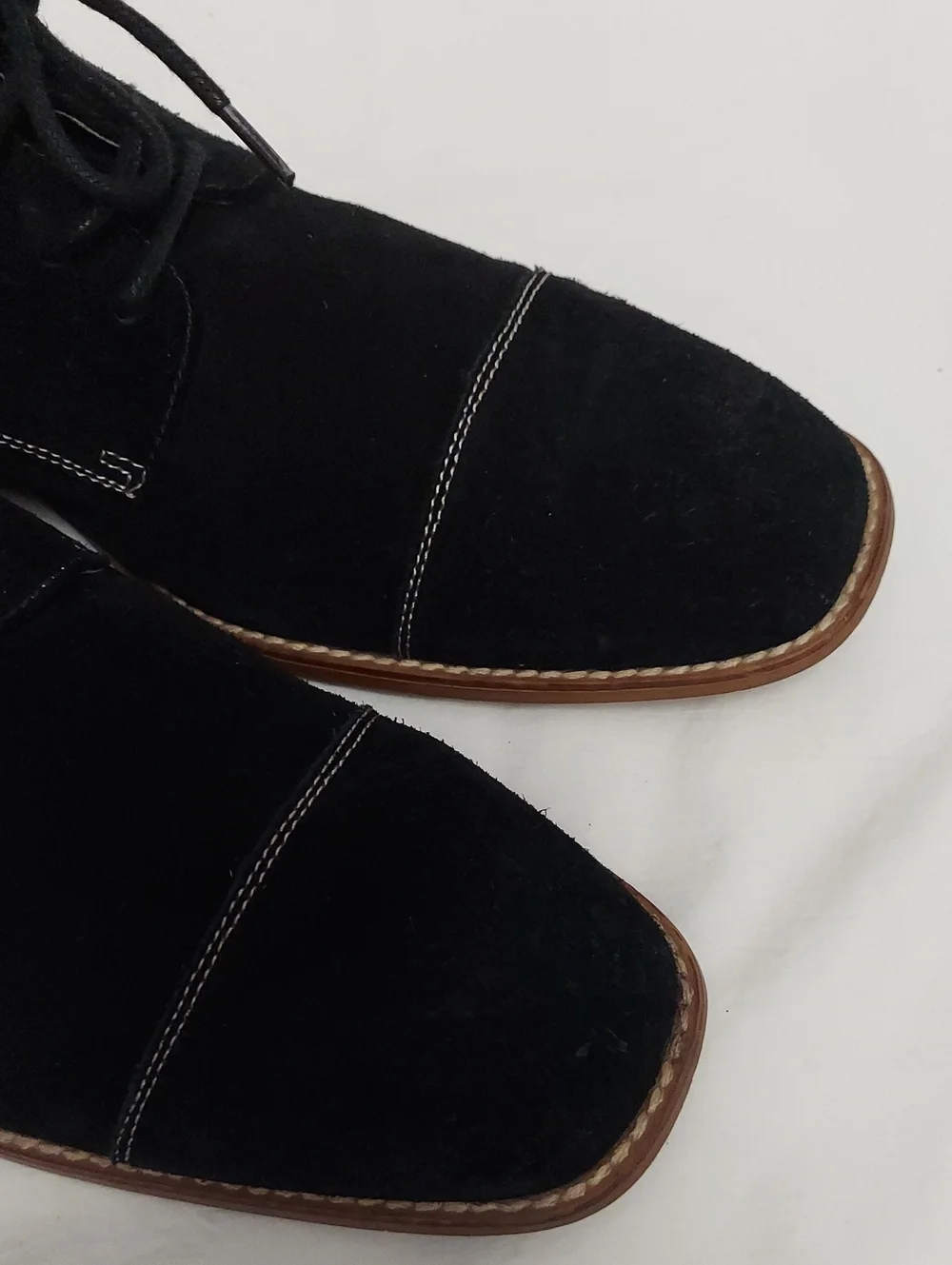Stacy Adams Black Suede Lace-Up Oxfords with Brown Sole Mens 11